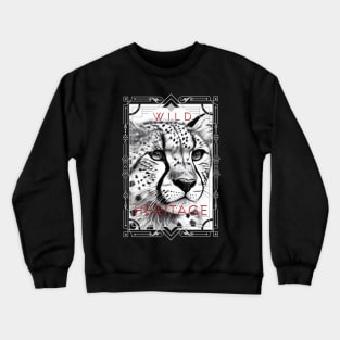 Cheetah Animal Wild Nature Illustration Line Epic Illustration Line Art Crewneck Sweatshirt